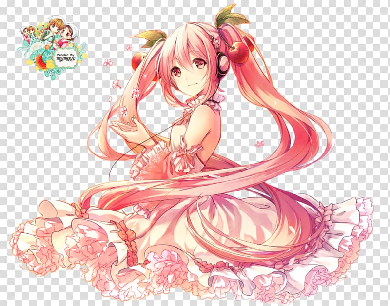 Hatsune Miku Anime Vocaloid Dress Ruffle, sakura creative transparent background PNG clipart