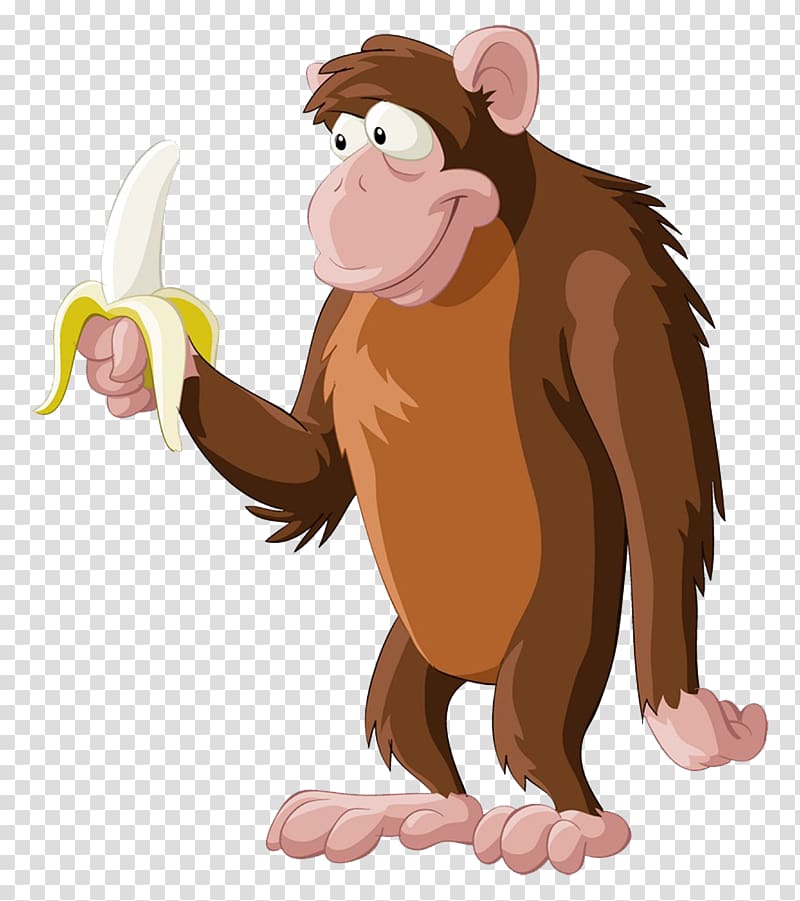 Chimpanzee Primate Monkey Banana, little monkey transparent background PNG clipart