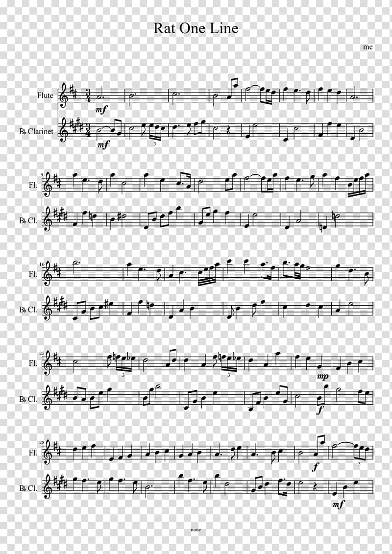 Bass clarinet Sheet Music Flute, sheet music transparent background PNG ...
