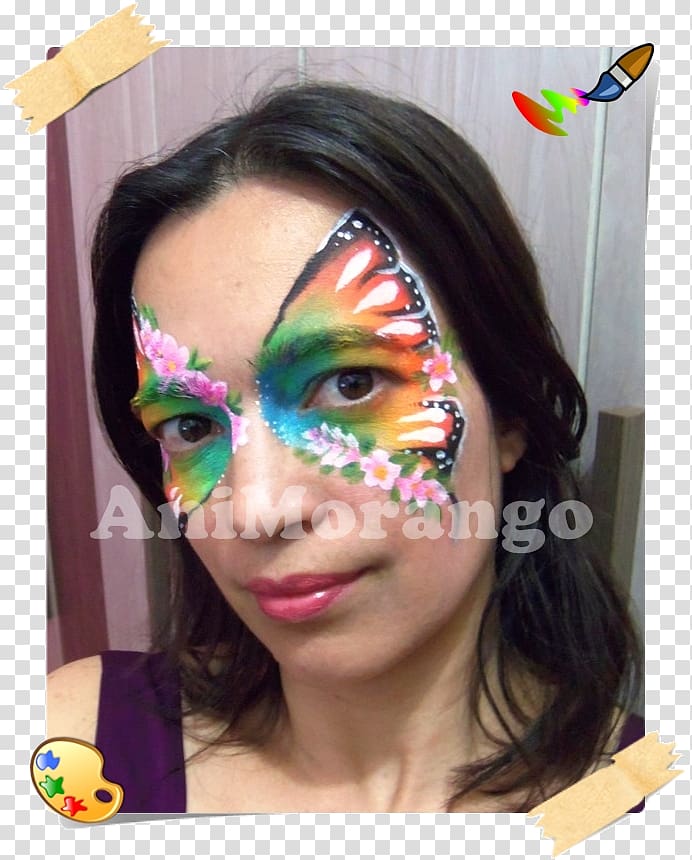 Mask Painting Face Eyebrow Butterfly, mask transparent background PNG clipart