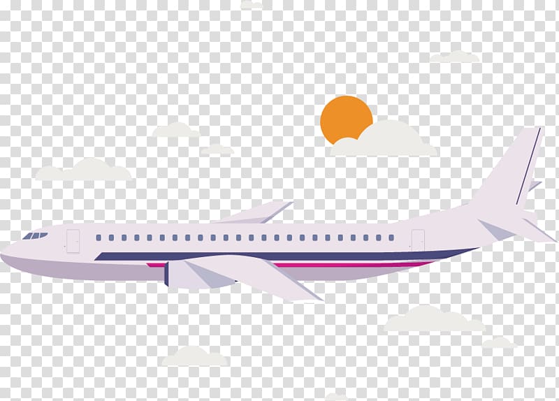 Boeing 767 Airplane Illustration, aircraft between clouds transparent background PNG clipart
