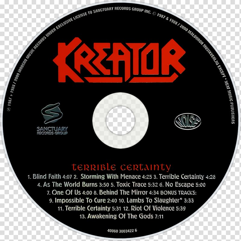 Kreator Thrash metal Terrible Certainty Heavy metal Album, Terrible Certainty transparent background PNG clipart