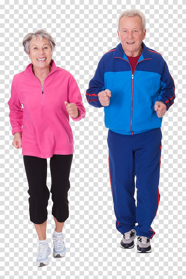 Physical exercise Old age Physical fitness Weight training Health, Running people , men's blue and red full-zip jacket transparent background PNG clipart