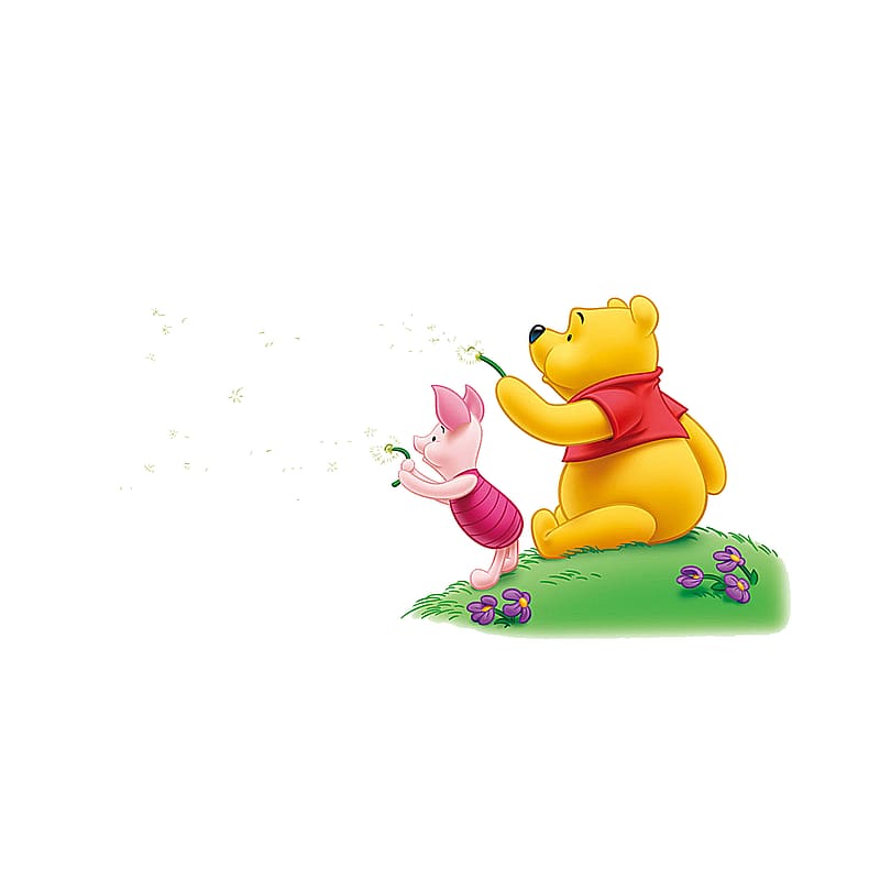Winnie The Pooh and Piglet illustration, Cartoon Winnie the Pooh Pixel, Winnie the Pooh and flying dandelion transparent background PNG clipart