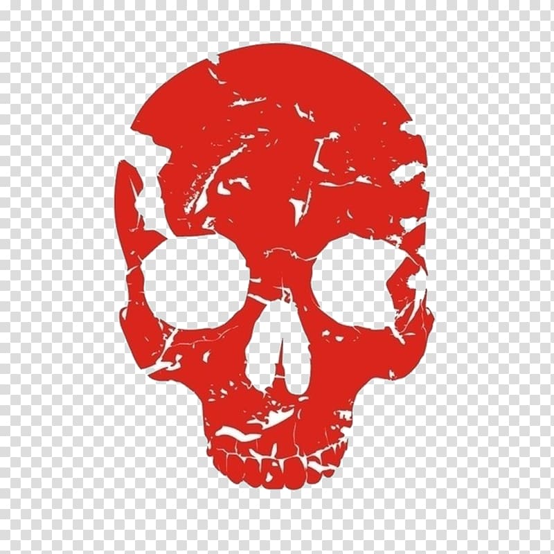 Red Skull Human skeleton Bone, Red Skull transparent background PNG clipart