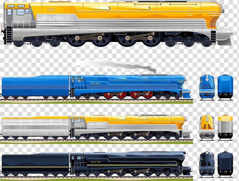 Train Rail transport Passenger car Steam locomotive, A variety of train transparent background PNG clipart