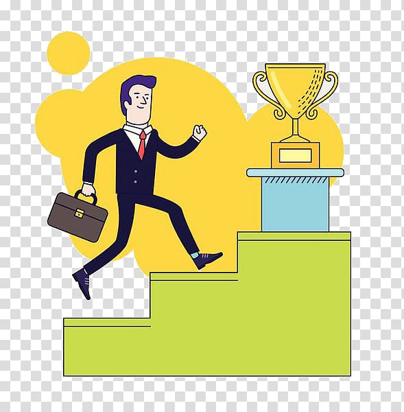 Stairs Businessperson Stair climbing, The trophy on the stairs transparent background PNG clipart