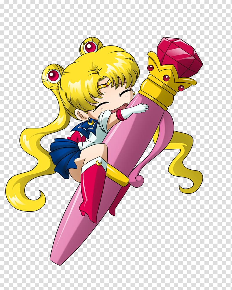 Sailor Moon hugging magic wand chibi , Sailor Moon Chibiusa Sailor Venus Sailor Mars Sailor Mercury, sailor moon transparent background PNG clipart