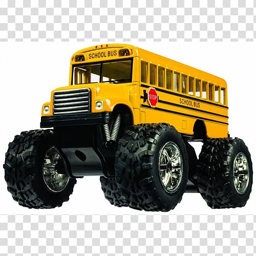 School bus yellow Monster truck Die-cast toy, bus transparent background PNG clipart