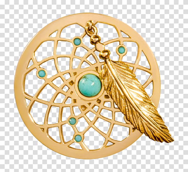 Turquoise Jewellery Gold plating, dreamcatcher transparent background PNG clipart