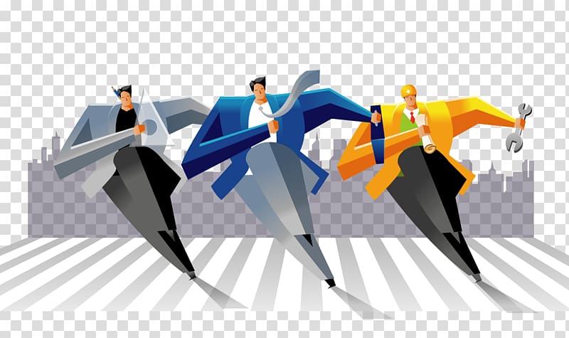 Public Relations, Fashion color abstract business man running transparent background PNG clipart