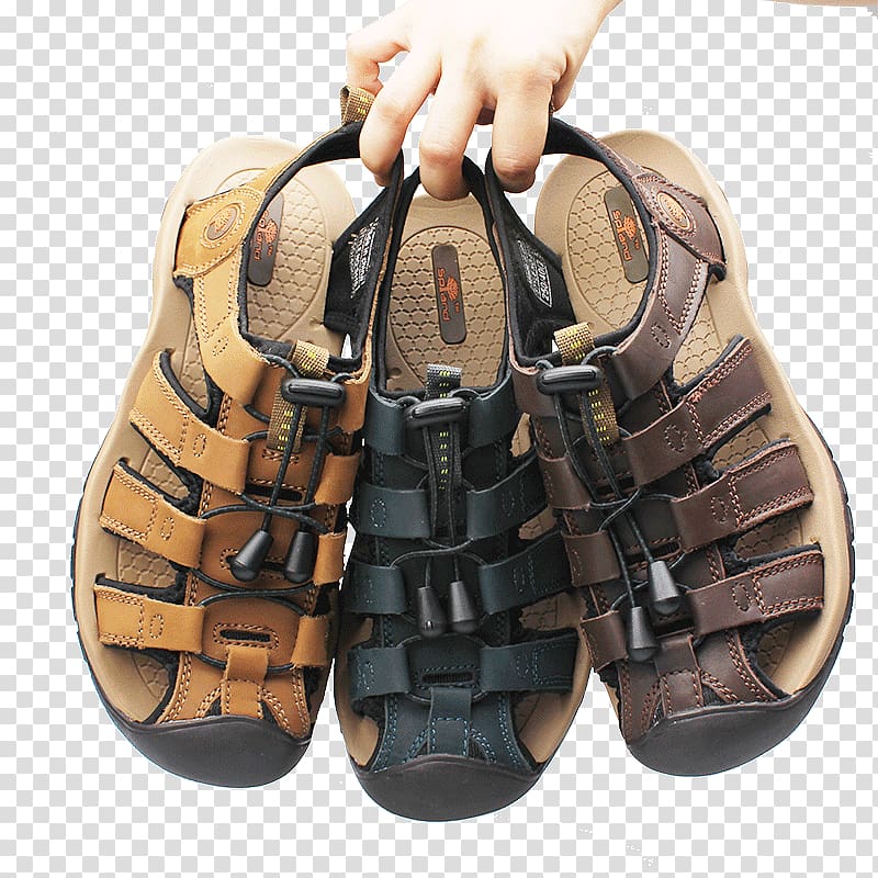 Slipper Sandal Shoe Boot High-heeled footwear, Men\'s casual sandals transparent background PNG clipart