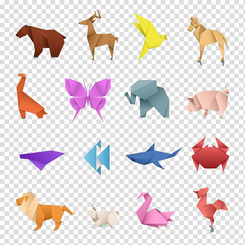 color origami animal hd buckle material transparent background PNG clipart
