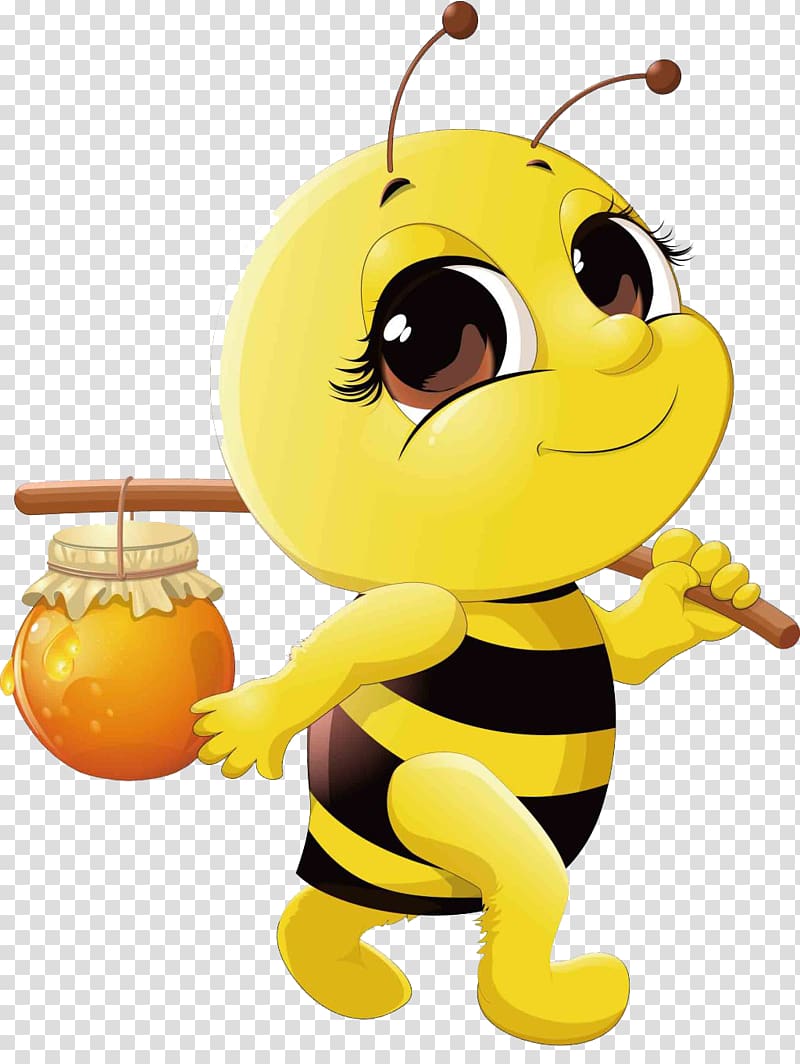 Honey bee Cartoon , Pick honey bees, yellow honeybee transparent background PNG clipart