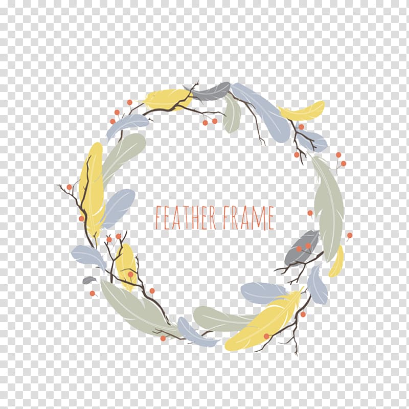 Feather frame Euclidean Pastel, Creative feather wreath transparent background PNG clipart