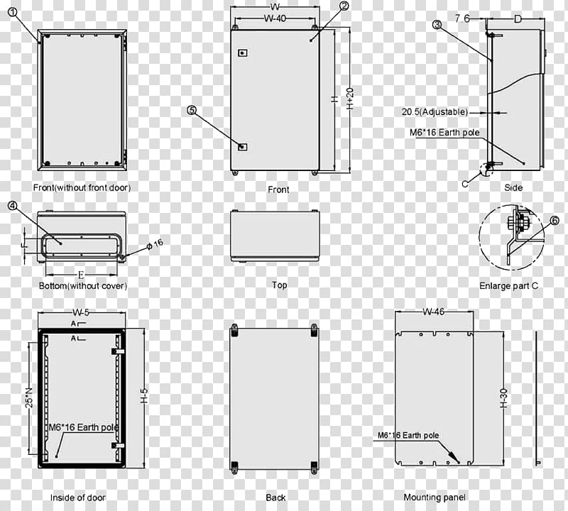 Technical drawing Elit OÜ Grey Electrical enclosure mild steel, gray metal plate transparent background PNG clipart