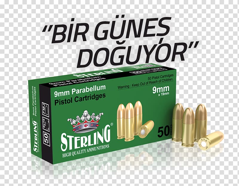 Bullet 9×19mm Parabellum Shotgun shell Cartridge Sterling submachine gun, ammunition transparent background PNG clipart