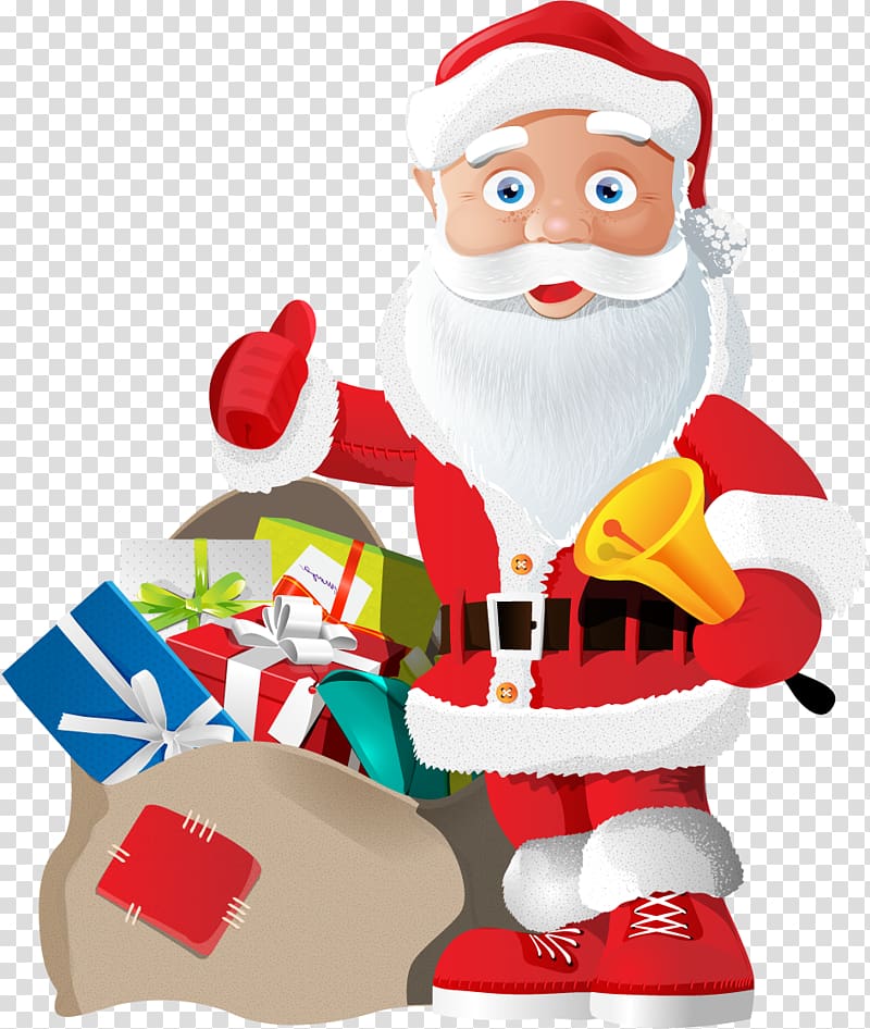 Santa Claus Christmas Gift , Santa Claus and gifts transparent background PNG clipart