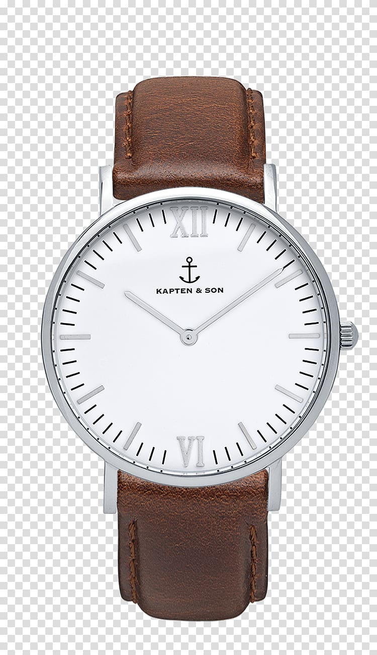 Watch strap Backpack Watch strap Clock, brown leather transparent background PNG clipart