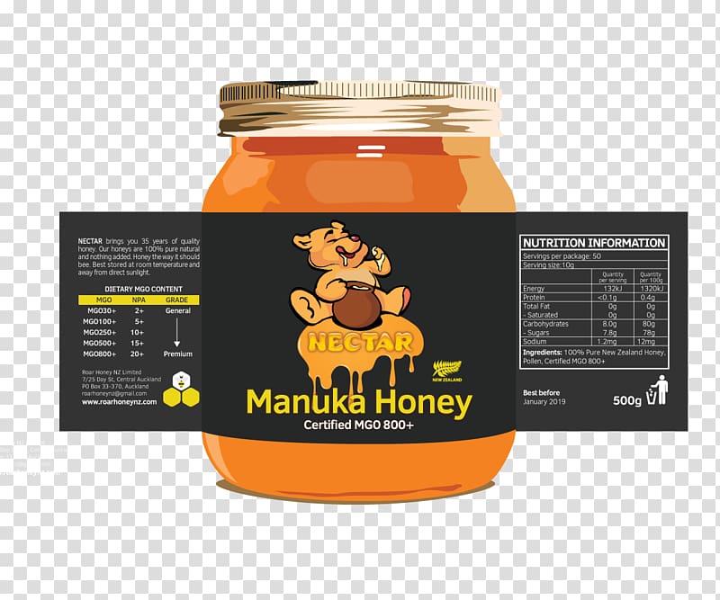 Label Mānuka honey Brand, honey transparent background PNG clipart