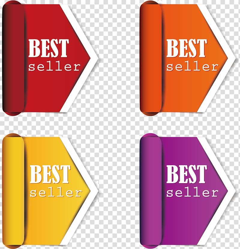 best seller text, Color label selling books transparent background PNG clipart