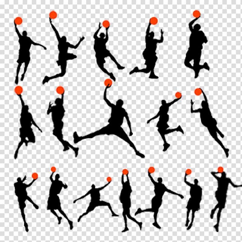 Basketball Silhouette Football player, Players Silhouette transparent background PNG clipart