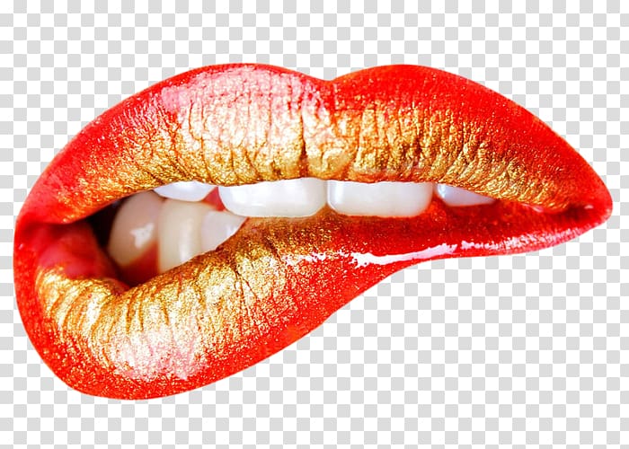 Lip Mouth , gold kiss transparent background PNG clipart