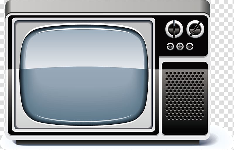 Television set, Cartoon black and white TV transparent background PNG clipart