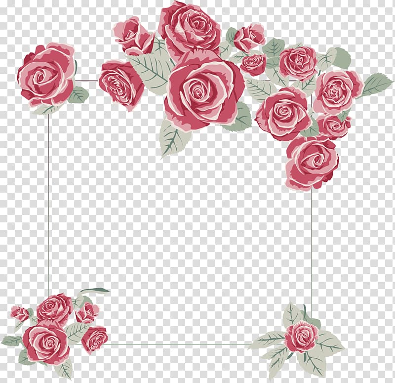 red rose floral border frame , Wedding invitation Rose Frames Flower, rose frame transparent background PNG clipart