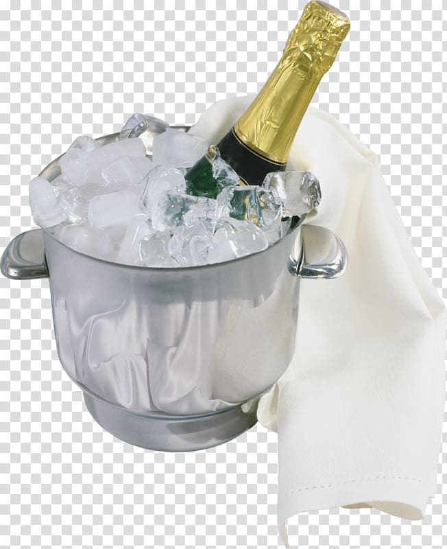 Champagne Sparkling wine Beer Bottle, Ice beer glass transparent background PNG clipart