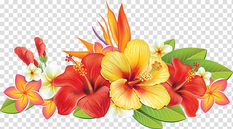 yellow and red flower illustration, Paper Flower Hibiscus Illustration, Hand-painted hibiscus transparent background PNG clipart