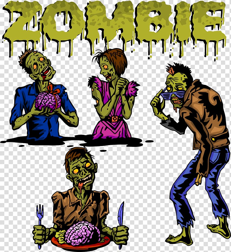 Cartoon Zombie Ghoul Illustration, Zombie transparent background PNG clipart