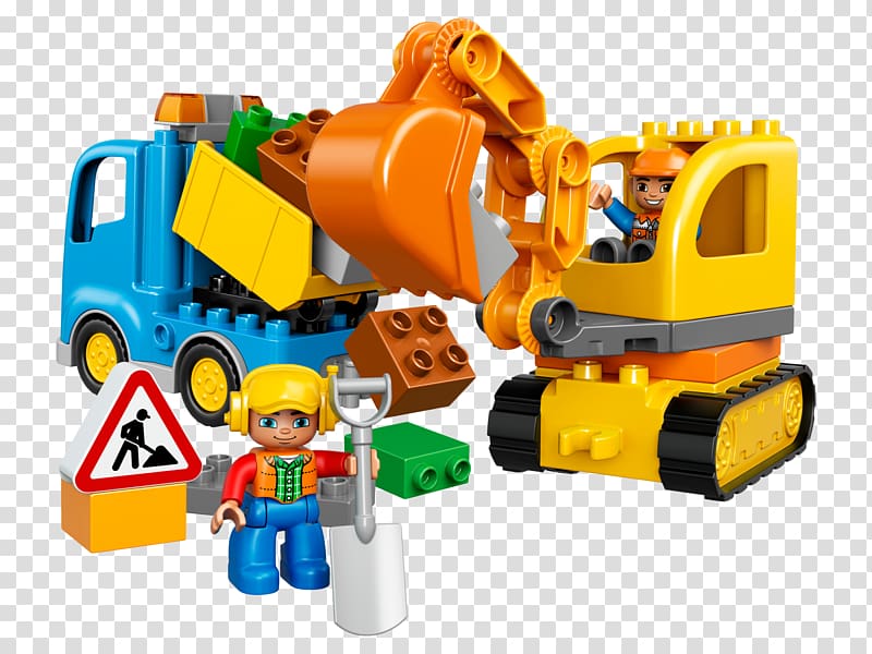LEGO 10812 DUPLO Truck & Tracked Excavator Lego Duplo Toy Lego minifigure, excavator transparent background PNG clipart
