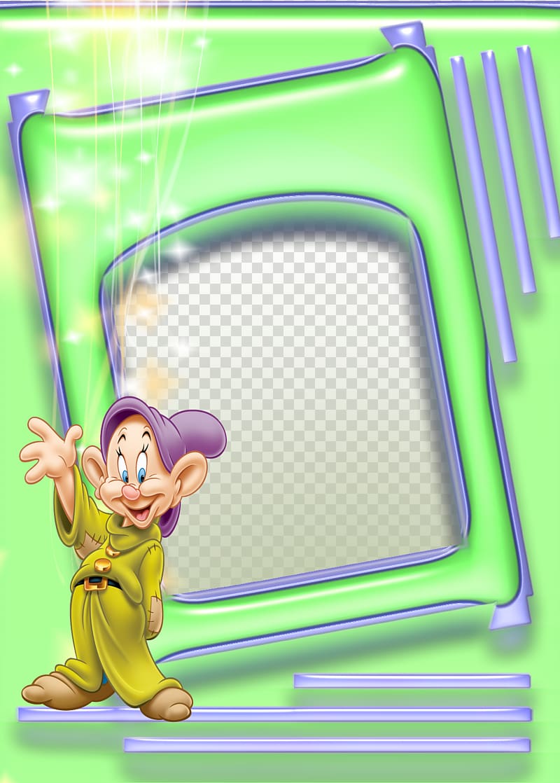 Happy Grumpy frame Dopey , Green frame transparent background PNG clipart