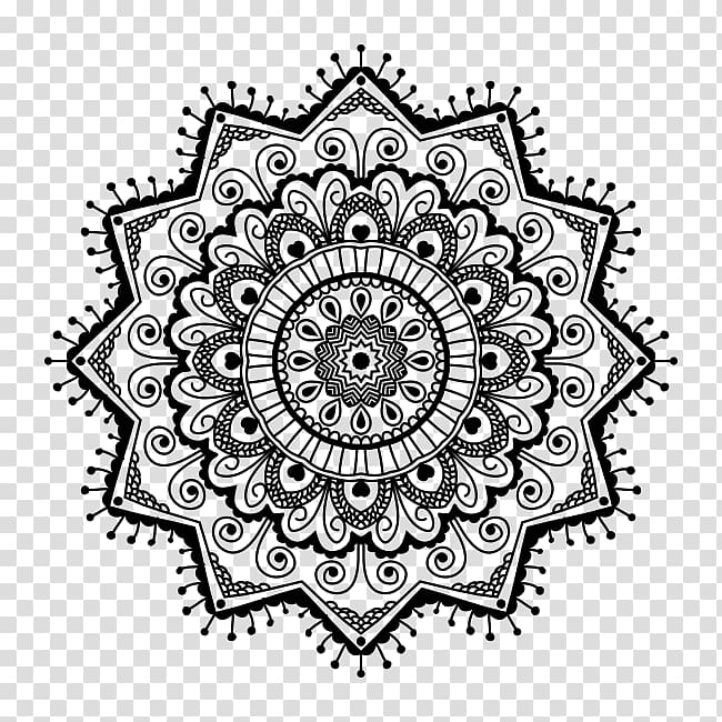 Logo Coloring book, patterns with mandala transparent background PNG