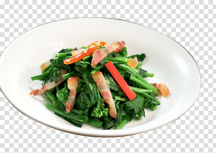 Spinach salad Chinese cuisine Fruit salad Namul Chinese broccoli, Bacon kale seedlings transparent background PNG clipart