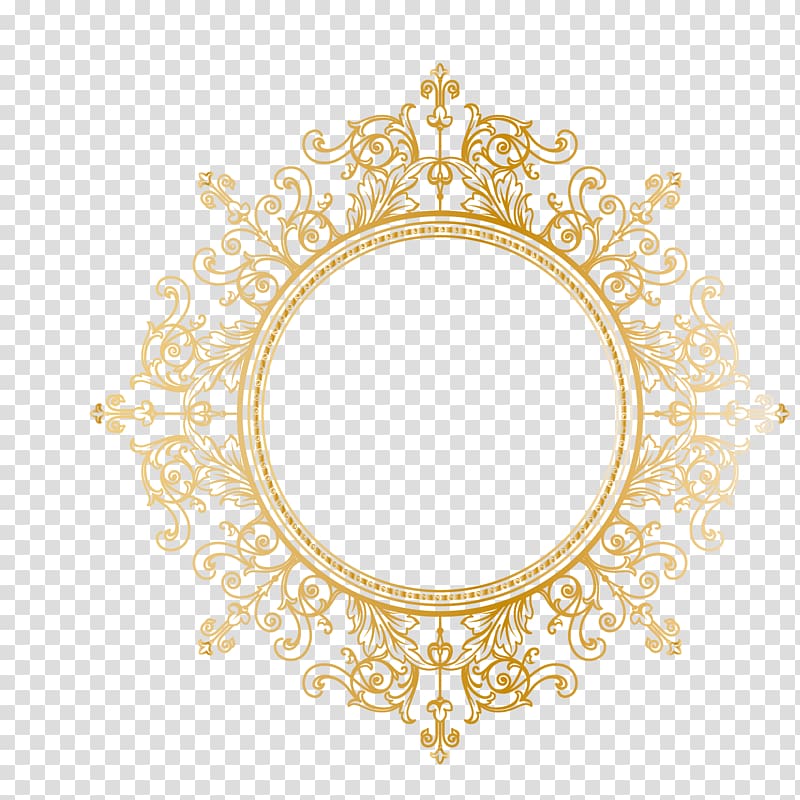 of round gold floral decor, Euclidean Pattern, pattern material Phnom Penh gold wire transparent background PNG clipart