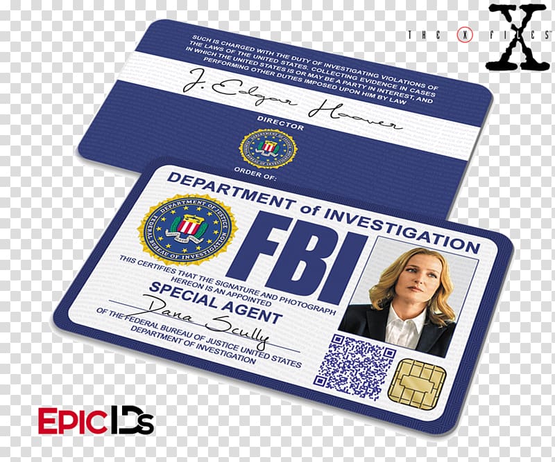 Fox Mulder Dale Cooper Identity document Dana Scully Special agent, id card transparent background PNG clipart