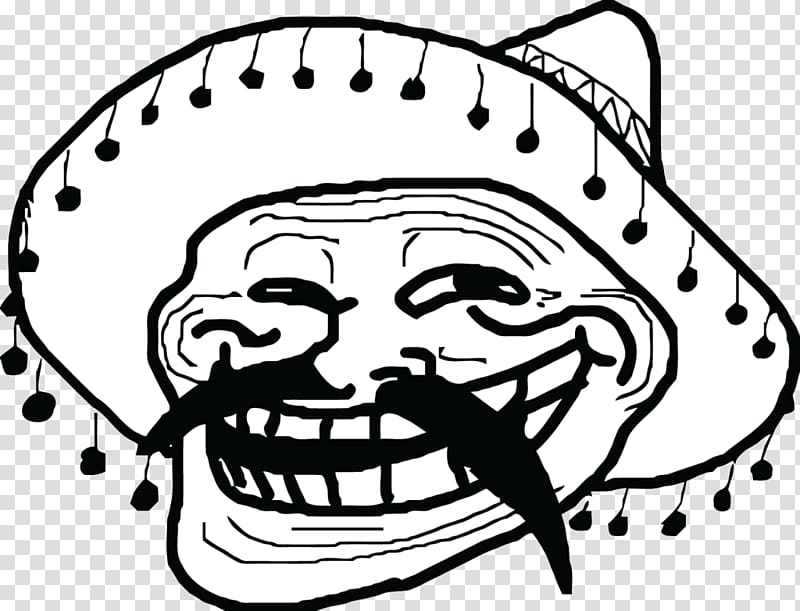 White Face Wearing Sombrero Illustration Mexican Meme Troll Face Transparent Background Png Clipart Hiclipart - trollface transparent background t shirt roblox troll hd