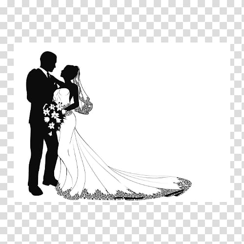 bride and groom , Wedding Bride Silhouette , Romantic men and women wedding transparent background PNG clipart