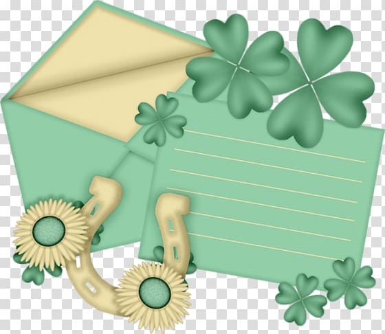 Envelope Paper Ansichtkaart Green, Green Clover Envelope transparent background PNG clipart