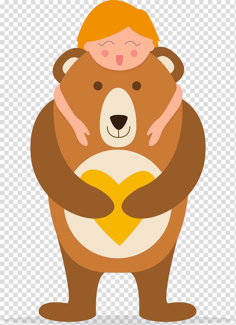 Bear Illustration, Girl and bear transparent background PNG clipart