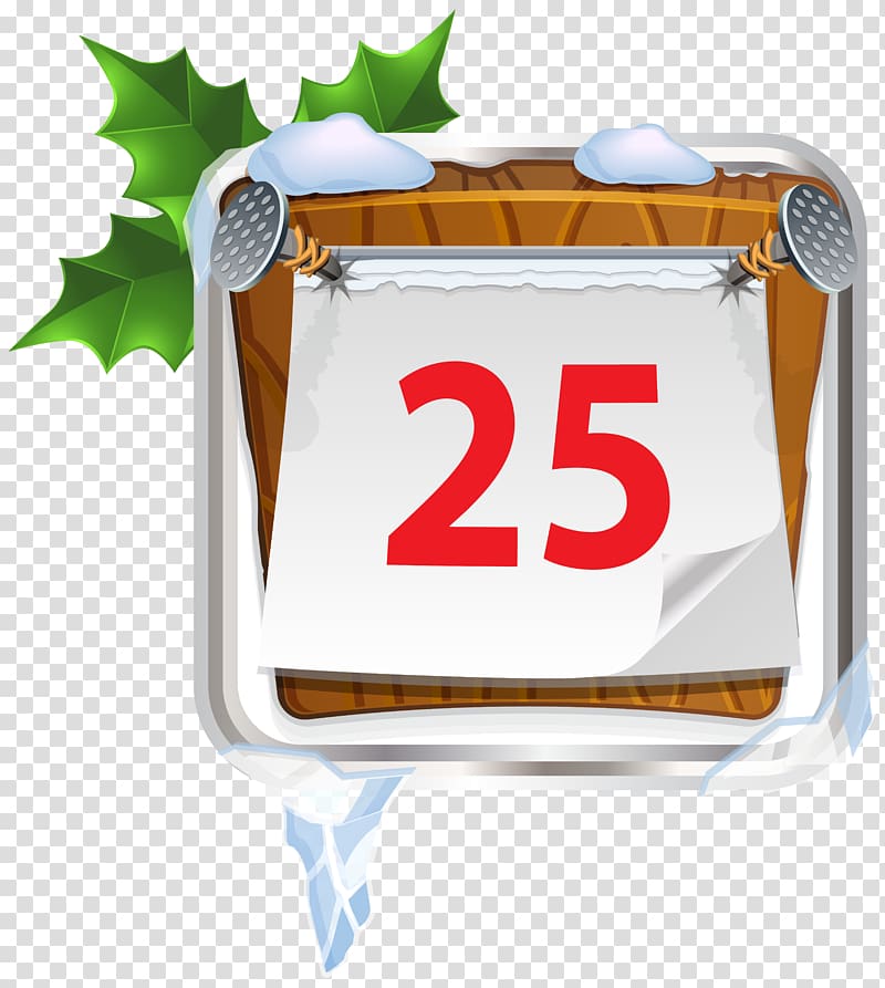 white and brown Christmas calendar , Christmas 25 December , December 25 Christmas Sign transparent background PNG clipart