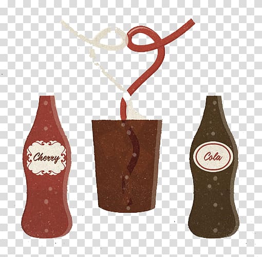 Coca-Cola Cherry Fizzy Drinks Illustration, Brown simple cola bottle transparent background PNG clipart