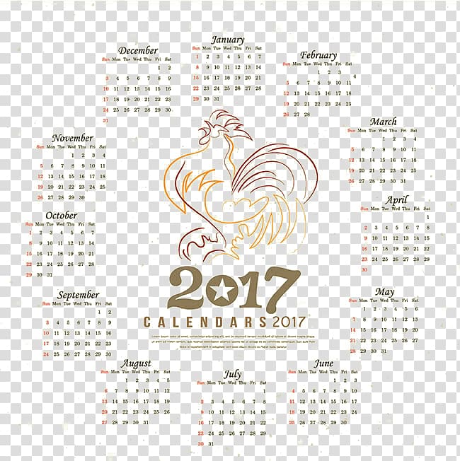Calendar Rooster Year Chicken Pattern, Year of the Rooster,calendar,Calendar transparent background PNG clipart