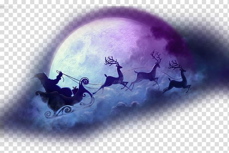 Santa Claus with deer , Santa Claus\'s reindeer Christmas Eve NORAD Tracks Santa, Christmas Christmas moon background element material transparent background PNG clipart