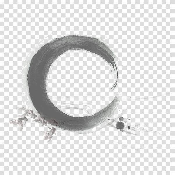 Ink brush Circle Chinoiserie, Chinese fountain ring transparent background PNG clipart