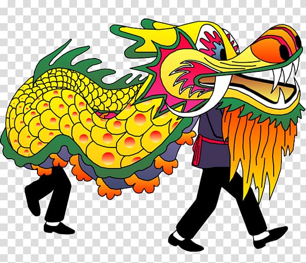 Chinese New Year Dragon dance Lion dance Lantern Festival, Dragon dance to celebrate transparent background PNG clipart