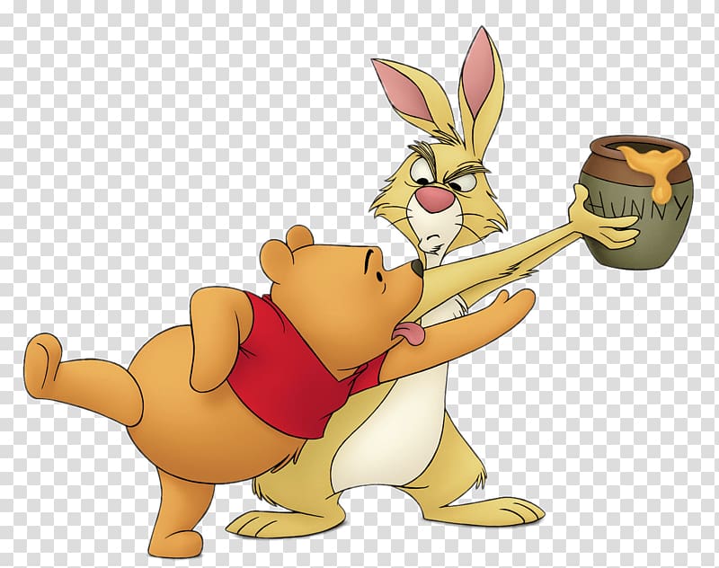 Winnie-The-Pooh and Rabbit illustration, Winnie Trying To Take Honey From Rabbit transparent background PNG clipart