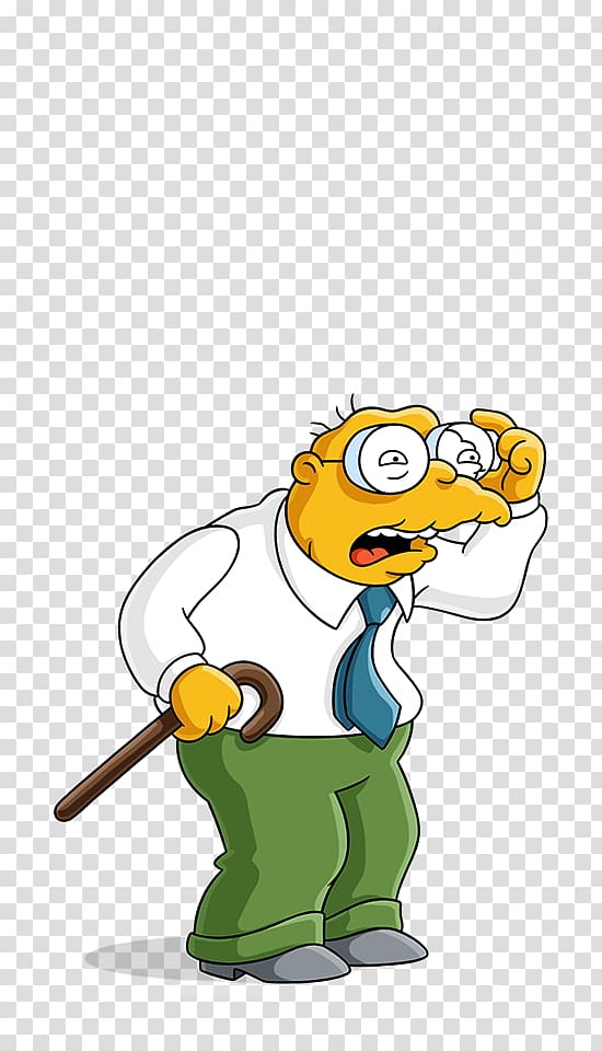 man wearing white dress shirt while holding his eyeglasses illustration, Hans Moleman Maggie Simpson Ned Flanders Mr. Burns Homer Simpson, the simpsons movie transparent background PNG clipart